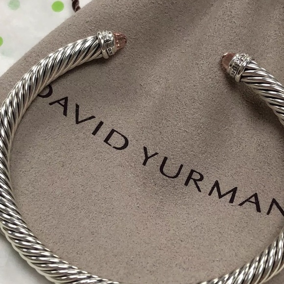 David Yurman 925 Morganite & Diamond 5mm Bracelet - Picture 2 of 3
